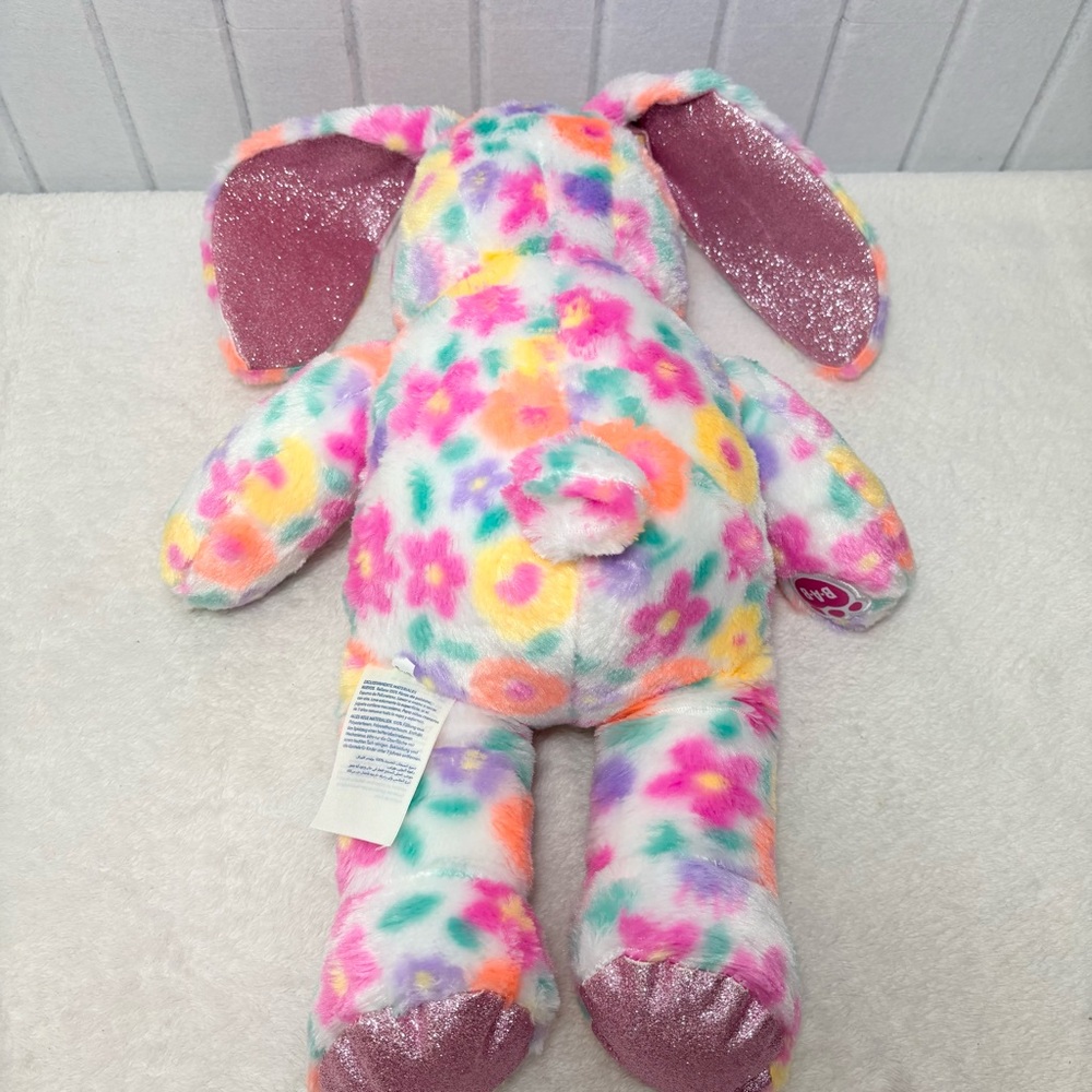 Build-A-Bear Bunny Rabbit Pawlette Glitter Colorful Flower Stuffed Animal 16" - Picture 3 of 8